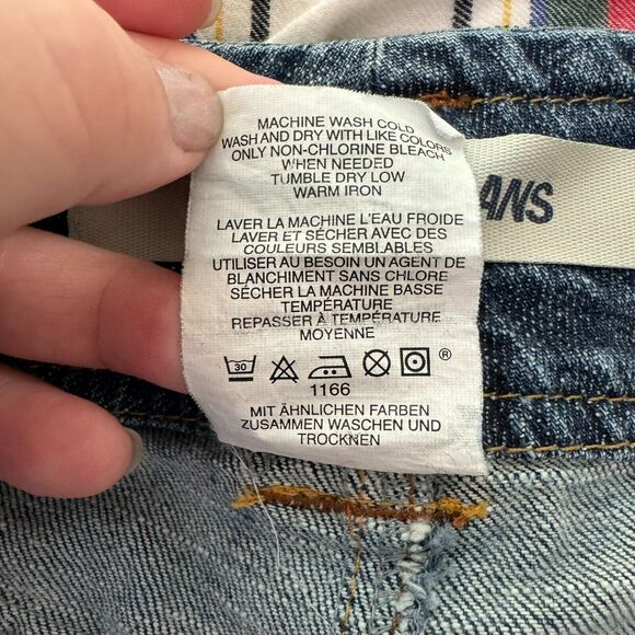 Vintage Y2K GAP Jeans Stretch Skirt Womens 14 Blue Pencil Pockets Double Button - Picture 6 of 13